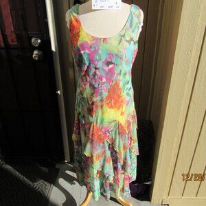 #741  NEW WOMAN'S COLORFUL CHIFFON DRESS BY ROBBIE BEE  (SIZE 16)
